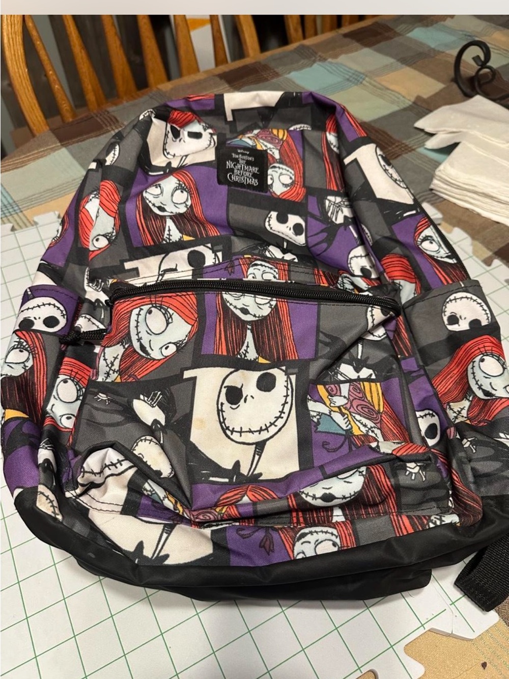 The Nightmare Before Christmas Black & Purple Character Graphic Backpack